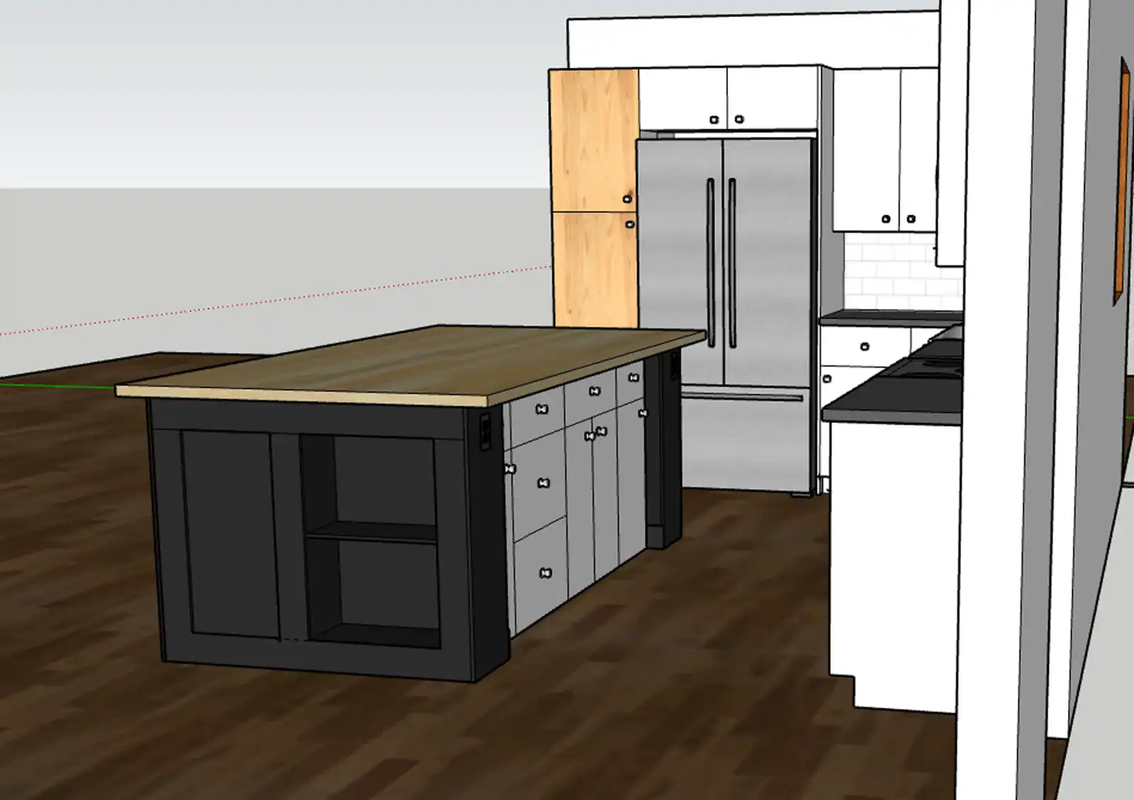 Kitchen renovation concept sketch showing layout and design direction