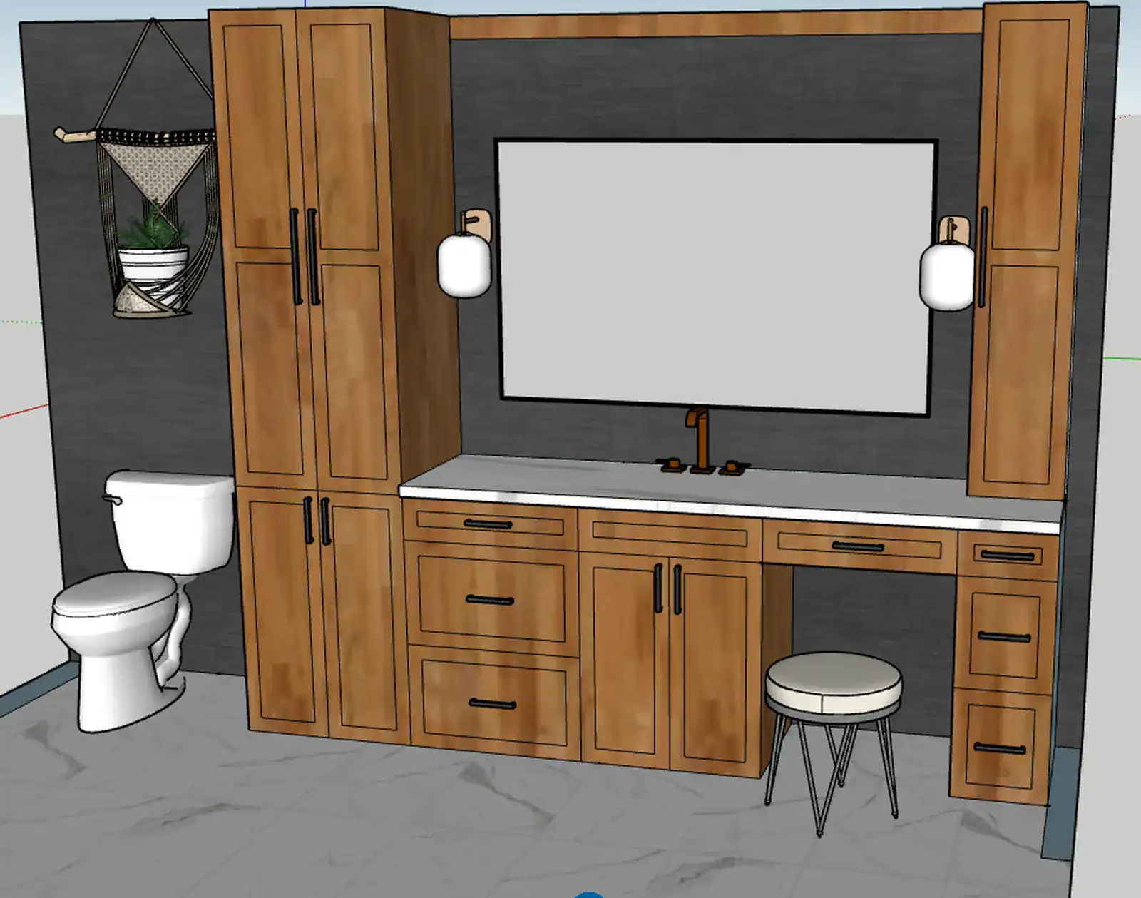 3D rendering of a master bathroom renovation
