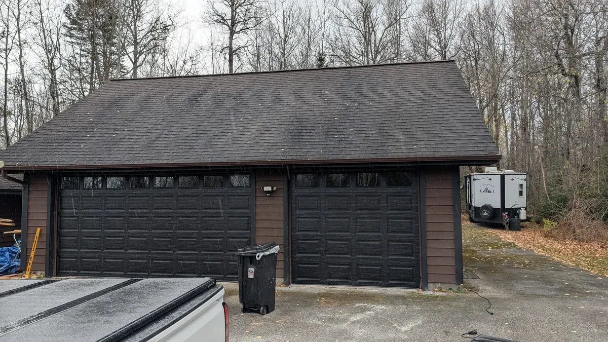 Modern insulated garage door installation